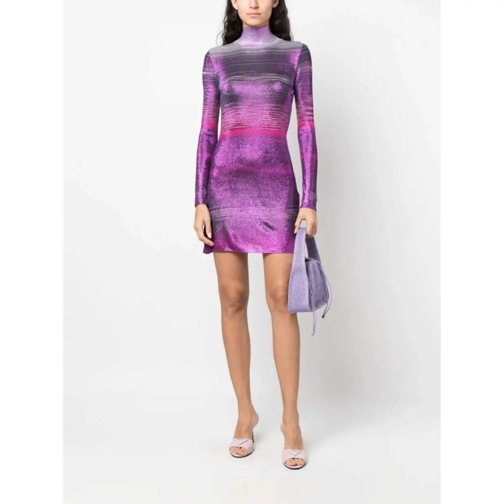 New Missoni Mini Long Sleeve Dress Metallic Purple Fall Knit Revolve Rare - Picture 6 of 10